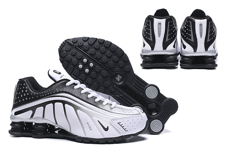 2019 Men Nike Shox R4 White Black Shoes - Click Image to Close